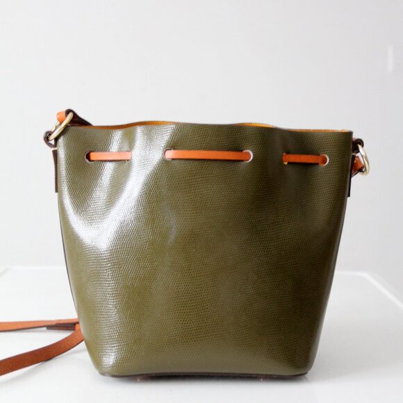 Dooney & Bourke Serena Drawstring Crossbody – Green Embossed Leather - Picture 8 of 16